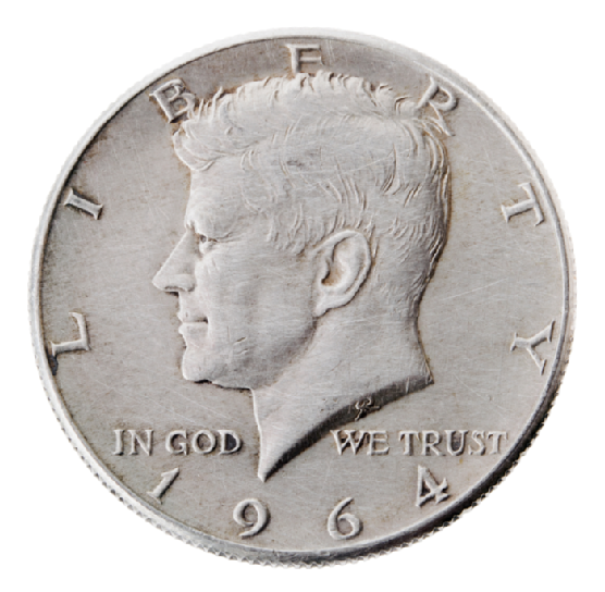 Silver Kennedy Half Dollar - Heads Frontal