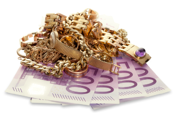 Gold Jewelry with 500 Euro Notes
