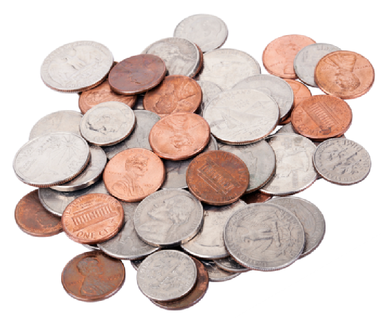 Isolated US Coins Pile